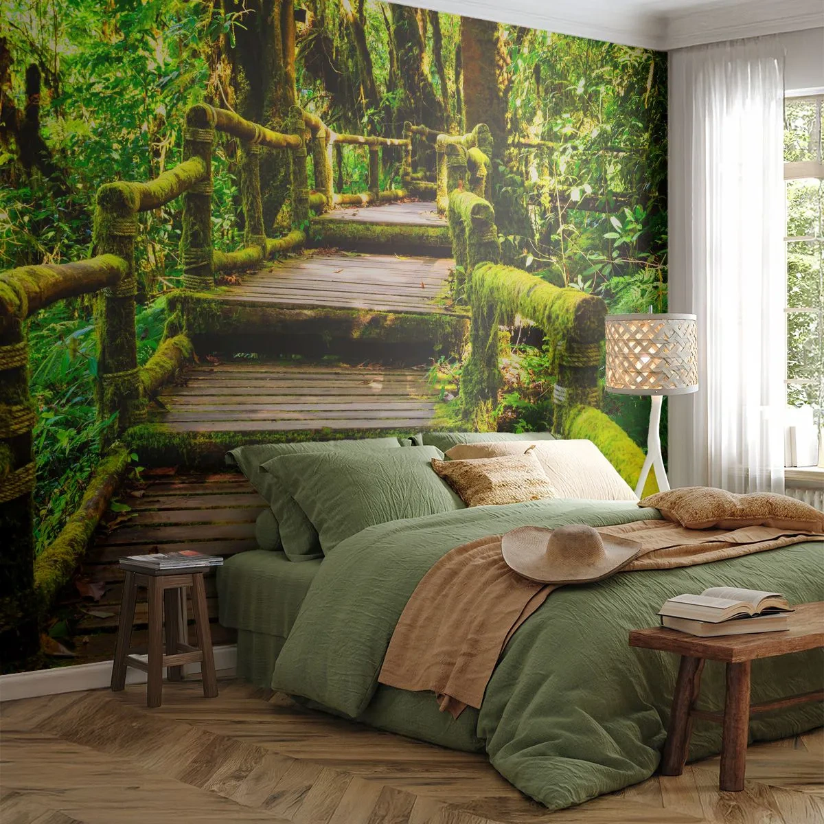 Self-Adhesive Photo Wallpaper Deluxe Sticker - Down the Green Path - Nature, Landscape, Forest - 250x175 cm