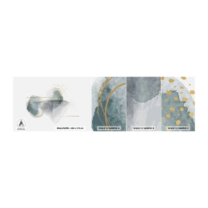 Photo Wallpaper Sample Self-Adhesive Deluxe Sticker - On the Relationships of Grey and Gold - Abstraction, Piece, Interesting Shapes - 100x30 cm