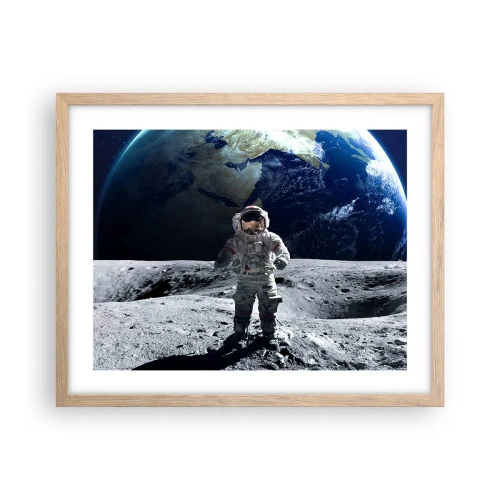 Poster in light oak frame - Greetings from the Moon - 50x40 cm