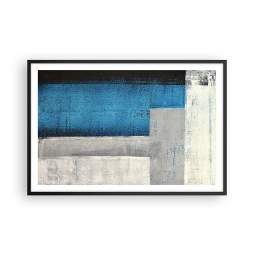 Poster in black frame - Poetic Composition of Blue and Grey - 91x61 cm