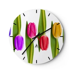 Wall clock - Clock on glass - Rainbow Composition - 40x40 cm