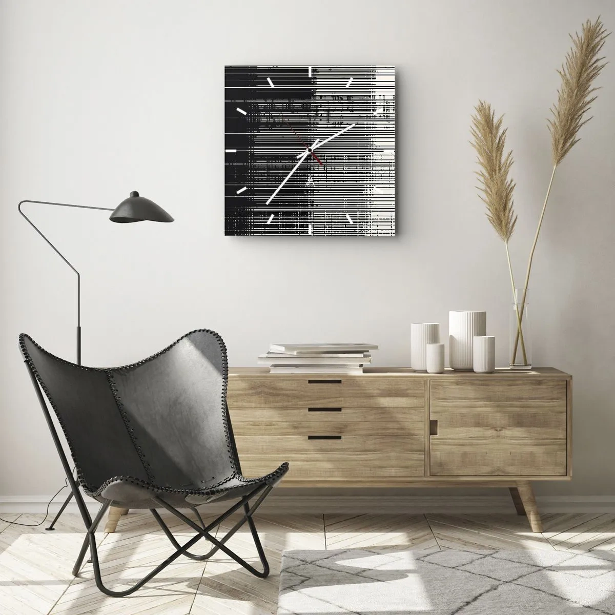 Wall clock - Clock on glass - Waves and Vibrations - 40x40 cm