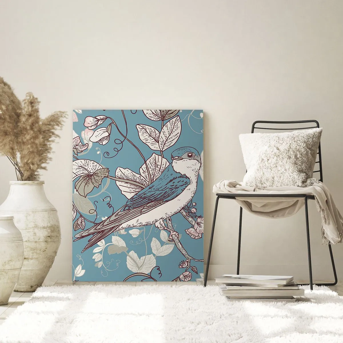 Glass picture - In the Whitewood Chirps and Silvery - 50x70 cm