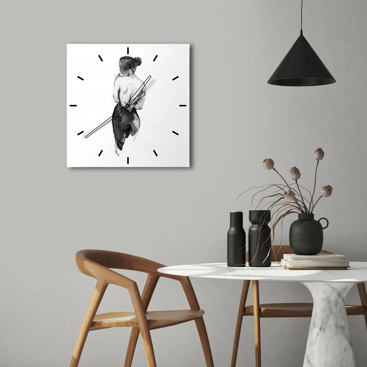 Wall clock - Clock on glass - By Her Side the World Disappears - 30x30 cm
