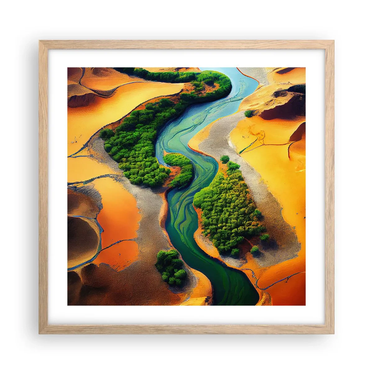 Poster in light oak frame - Life-giving River - 50x50 cm