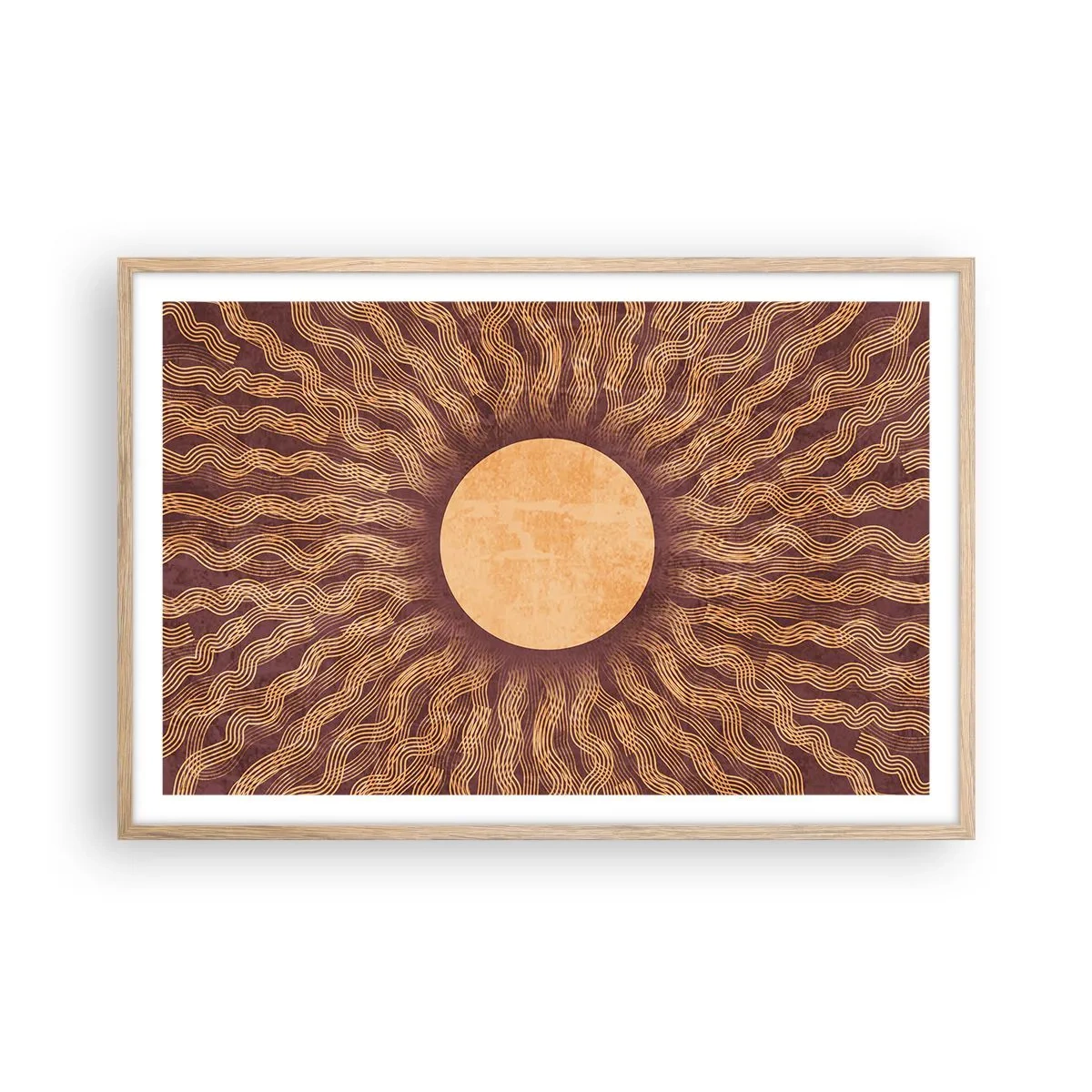 Poster in light oak frame - Sun Icon - 91x61 cm
