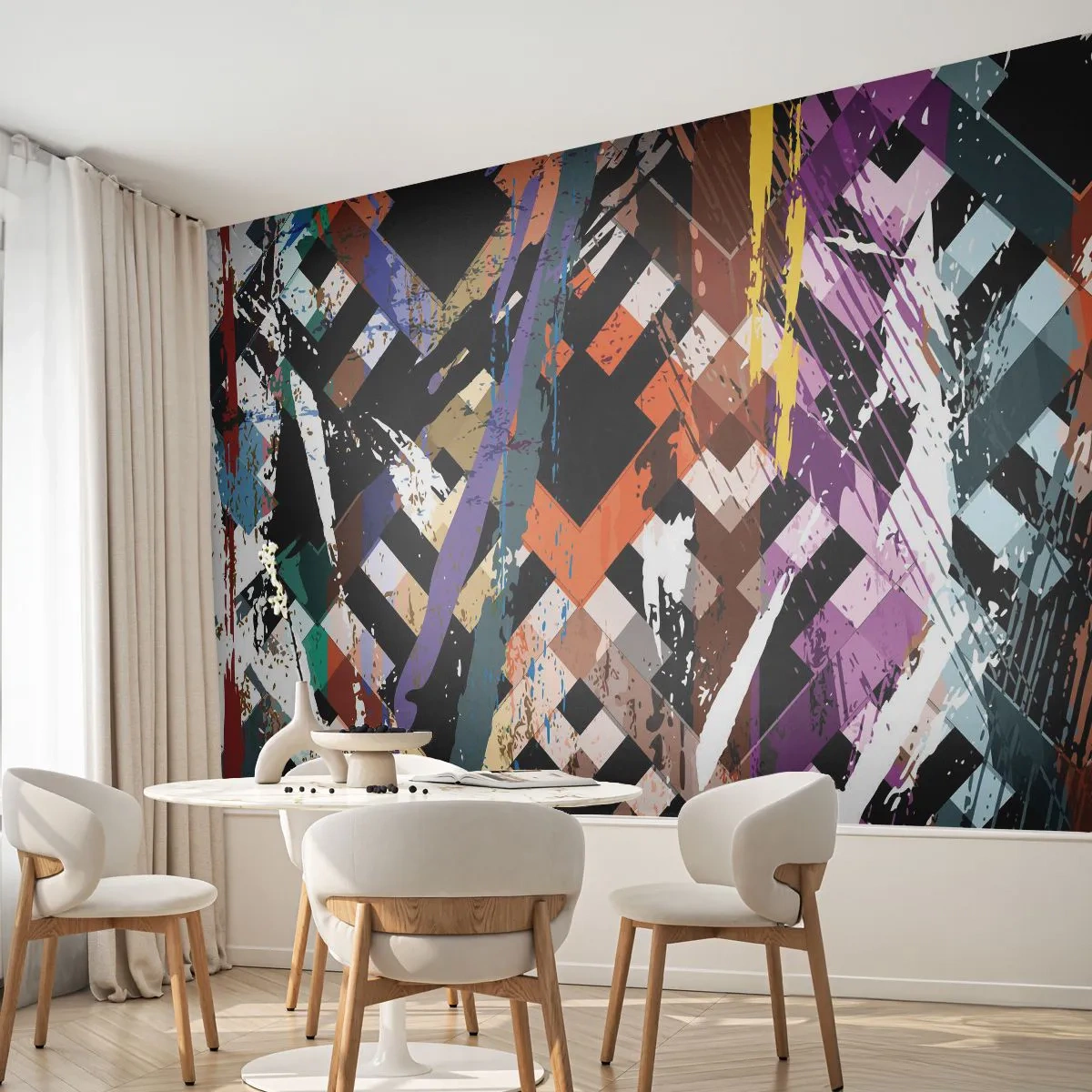 Photo Wallpaper Premium Canvas - Squared - Abstraction, Piece, Modern Pattern - 100x70 cm