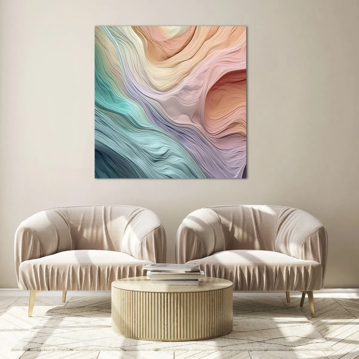 Glass picture - Rainbow Wave - 40x40 cm