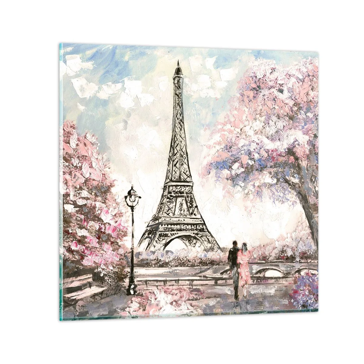 Glass picture - April Walk in Paris - 40x40 cm