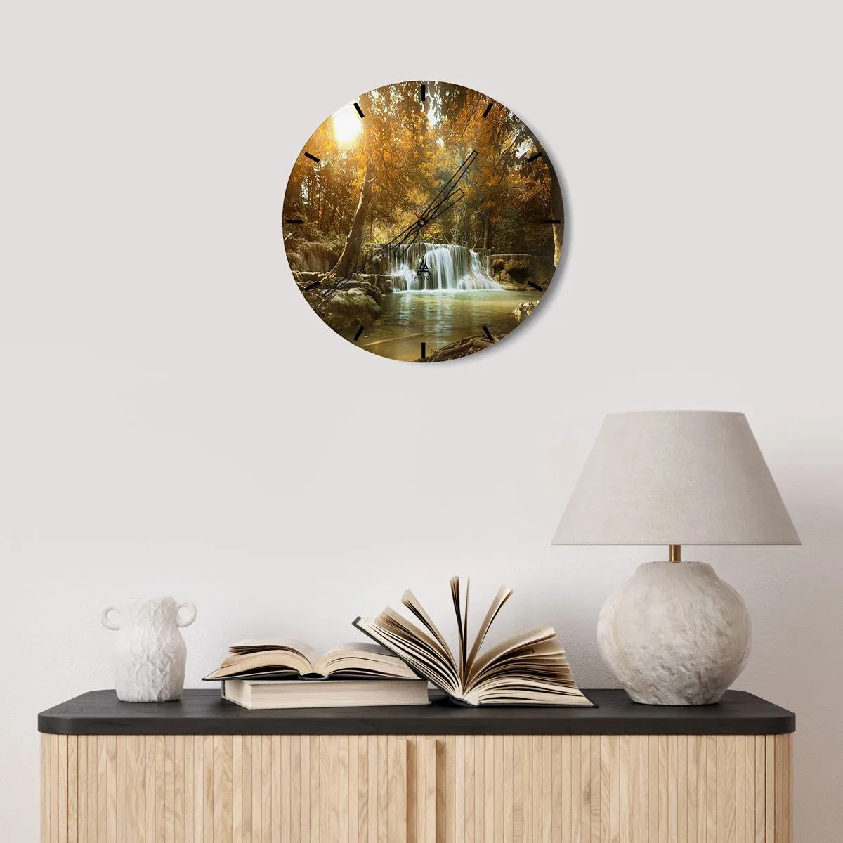 Wall clock - Clock on glass - Park Cascade - 40x40 cm