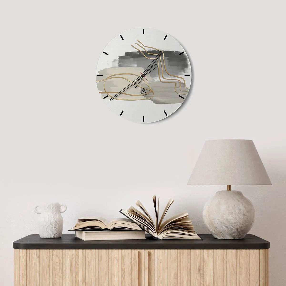 Wall clock - Clock on glass - Persistance and Movement - 40x40 cm