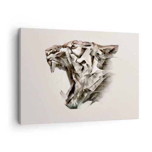 Canvas picture - Abstract image of a tiger in shades of beige - 70x50cm - You Know Who Is in Charge - Modern wall decoration for the living room and bedroom ARTTOR