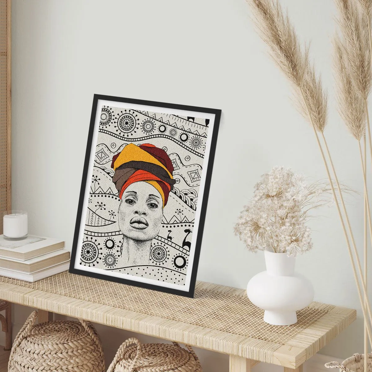 Poster in black frame - African patriarch - 50x70cm - African Portrait - Modern wall decoration for the living room and bedroom ARTTOR