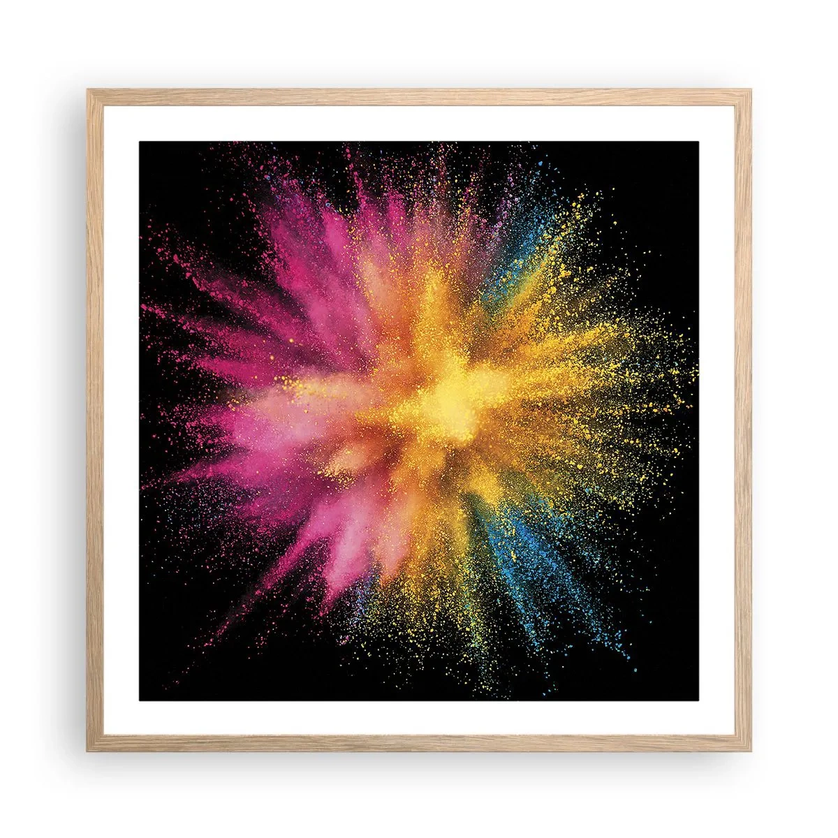 Poster in light oak frame - Birth of Colours - 60x60 cm
