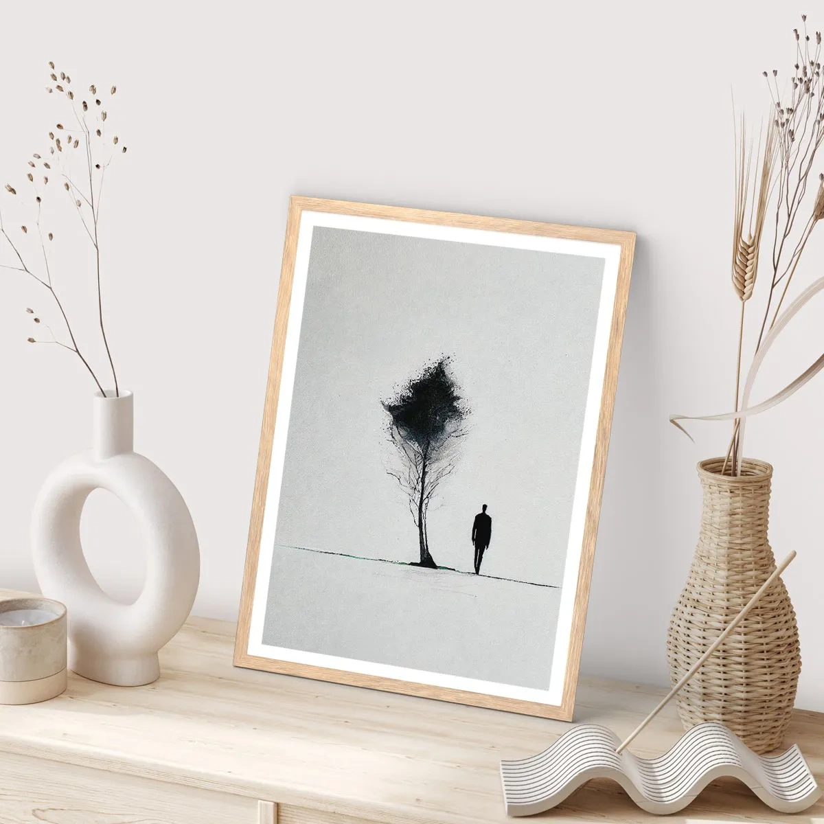 Poster in light oak frame - We All Migrate - 50x70 cm