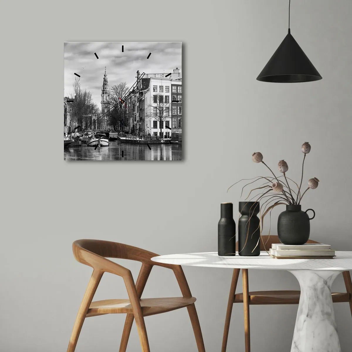 Wall clock - Clock on glass - Amsterdam Atmosphere - 40x40 cm
