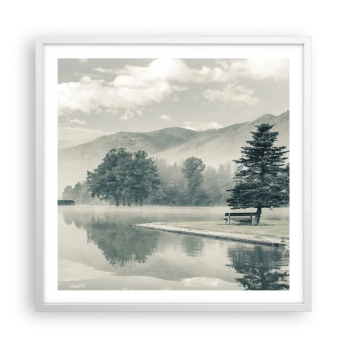 Poster in white frmae - Lake Is Still Asleep - 60x60 cm