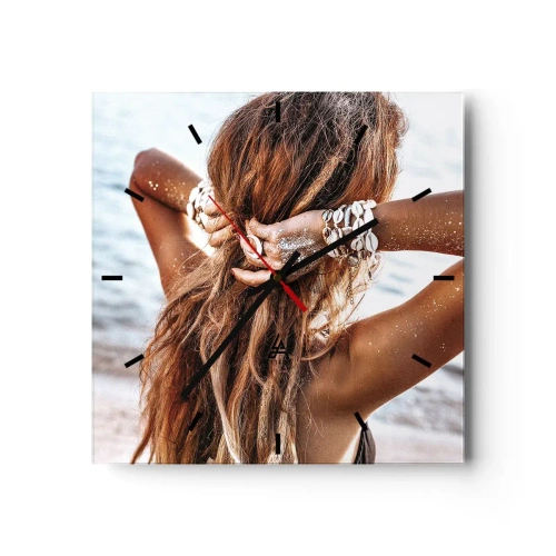 Wall clock - Clock on glass - Sister of Water and Sun - 30x30 cm