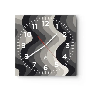 Wall clock - Clock on glass - Wave after Wave - 40x40 cm