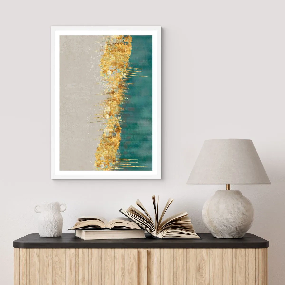 Poster in white frmae - Golden Border - 70x100 cm