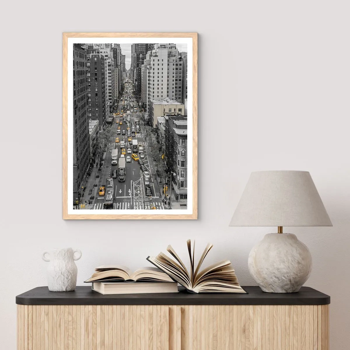 Poster in light oak frame - New York Life - 50x70 cm