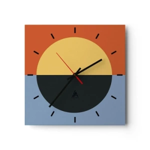 Wall clock - Clock on glass - Composition of Warm and Cool - 30x30 cm