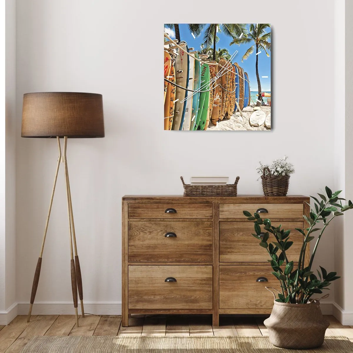 Wall clock - Clock on glass - Sunny Fun - 30x30 cm