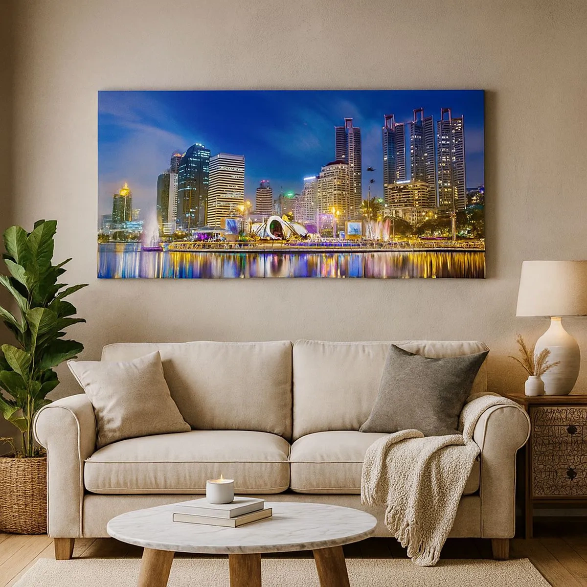 Canvas picture - Rainbow Night of a Metropolis - 100x40 cm