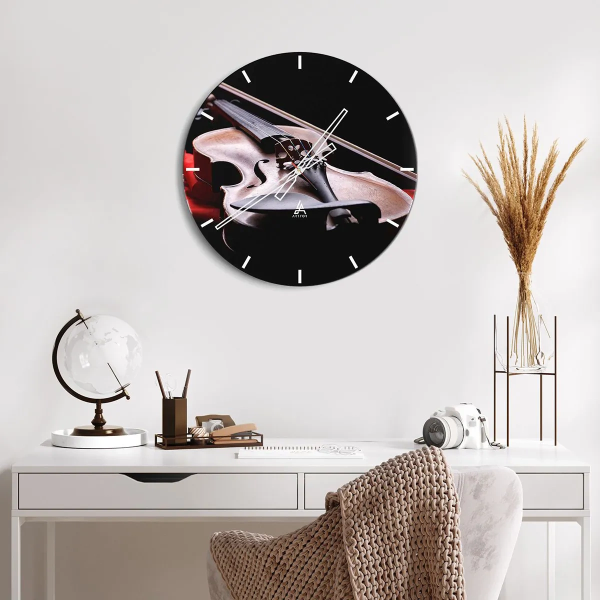 Wall clock - Clock on glass - Music of Feelings - 40x40 cm