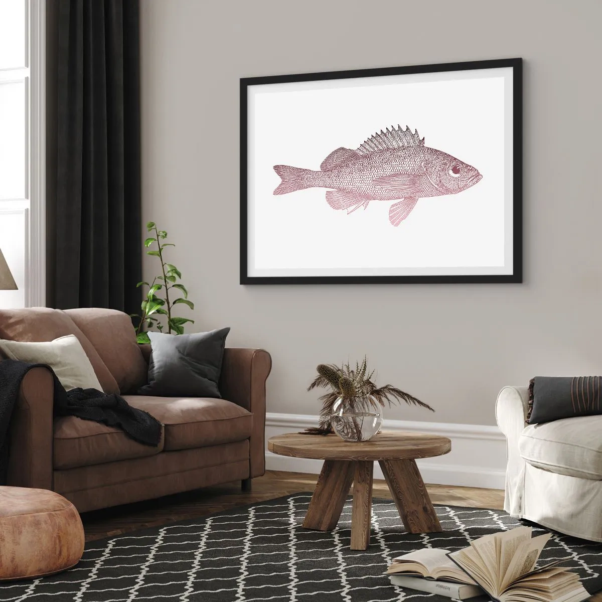 Poster in black frame - Big-eyed Fish - 70x50 cm