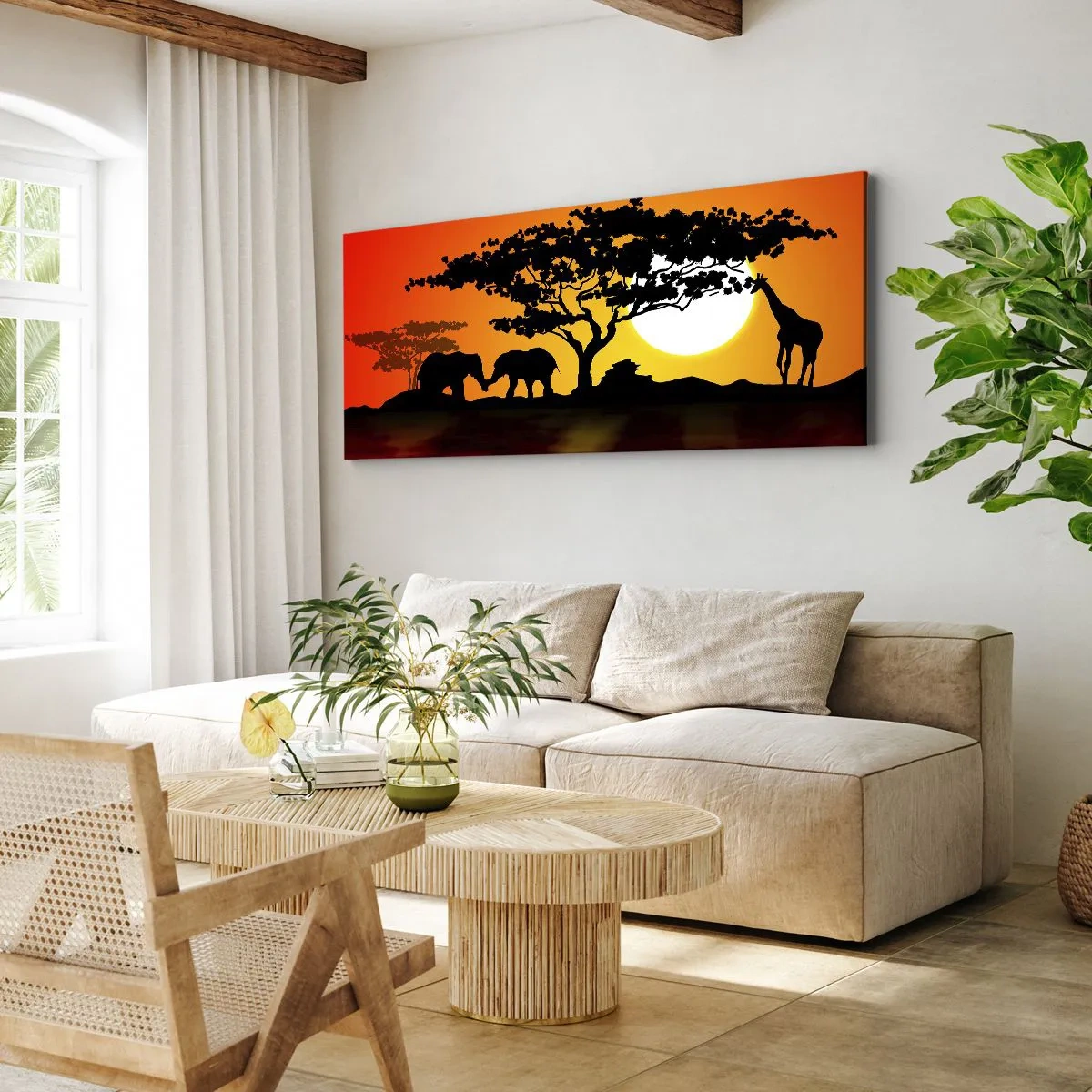 Canvas picture - Encounter on a Savannah - 140x50 cm
