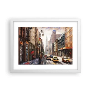 Poster in white frmae - New York - Colourful in Rain - 40x30 cm