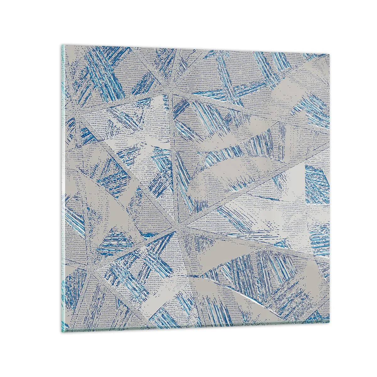 Glass picture - In Blue and Grey Maze - 70x70 cm