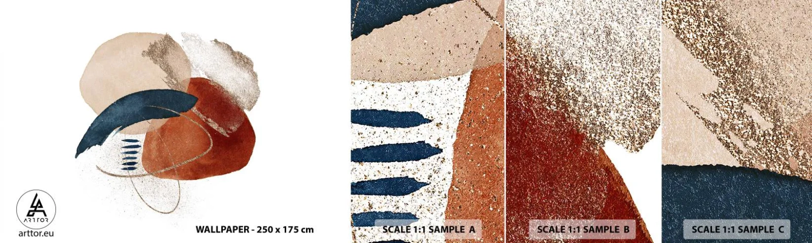 Photo Wallpaper Sample Self-Adhesive Deluxe Sticker - Oval Composition - Abstraction, Piece, Modern Pattern - 100x30 cm