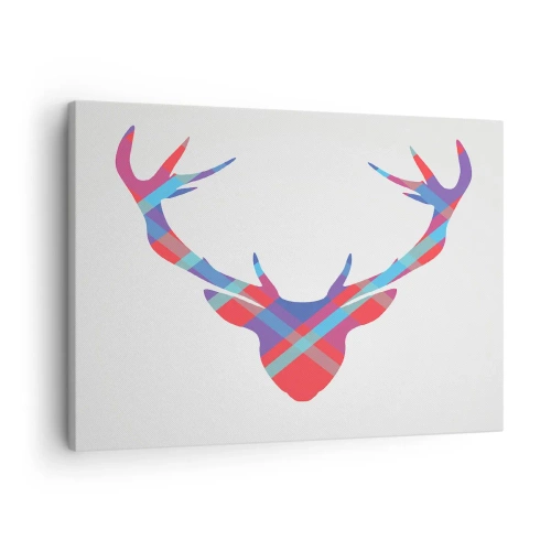 Canvas picture - Geometric image of a deer on a light background - 70x50cm - Scottish Deer - Modern wall decoration for the living room and bedroom ARTTOR