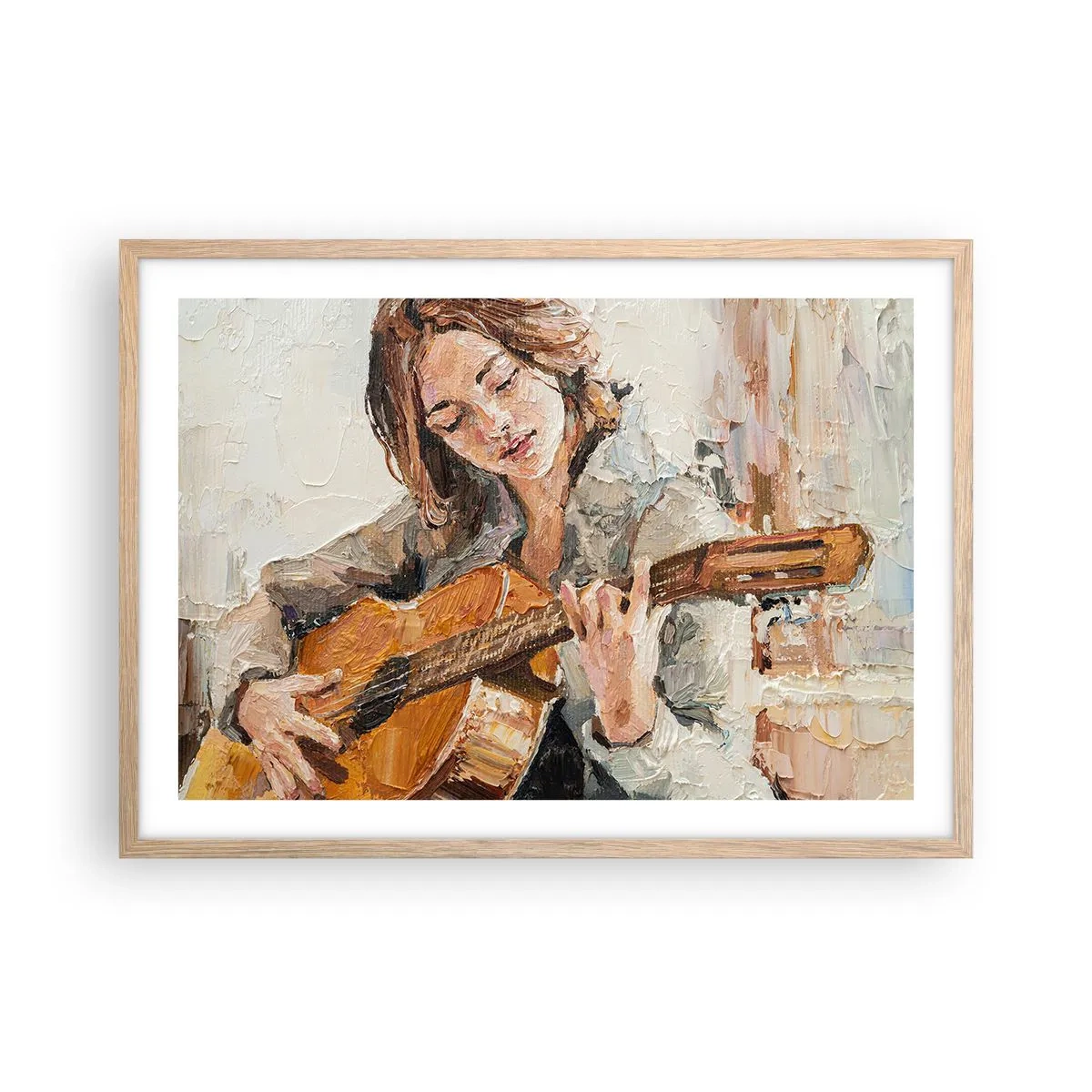 Poster in light oak frame - Concert for Guitar and Girly Heart - 70x50 cm