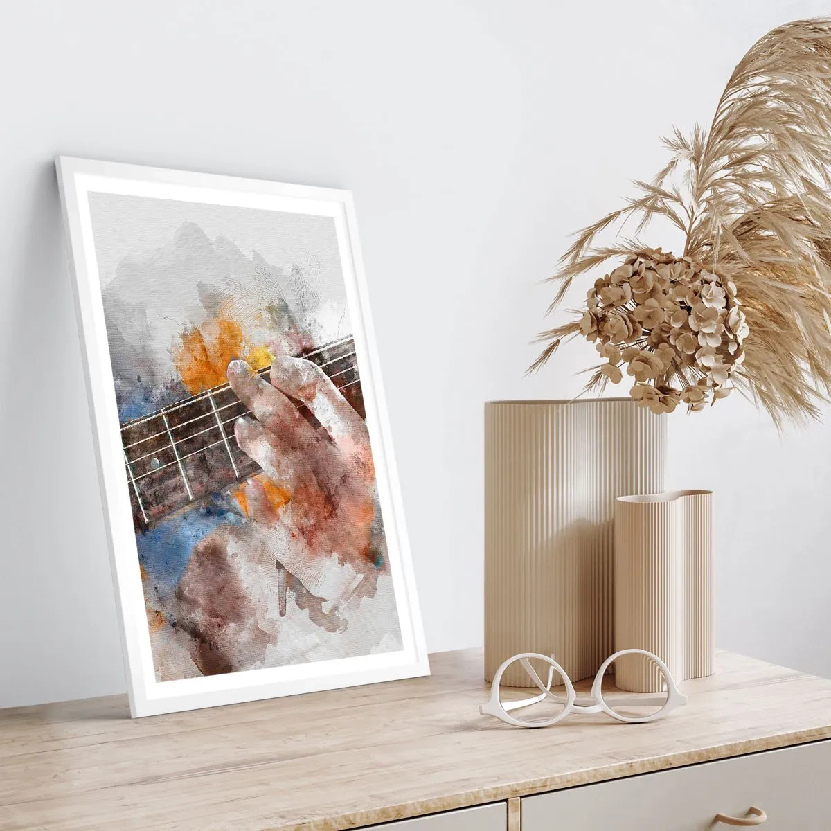 Poster in white frmae - Poetry Between Strings - 61x91 cm