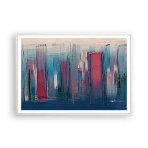 Poster in white frmae - Vertical Composition In Blue And Red - 100x70 cm