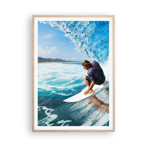 Poster in light oak frame - Dancing with Waves - 70x100 cm
