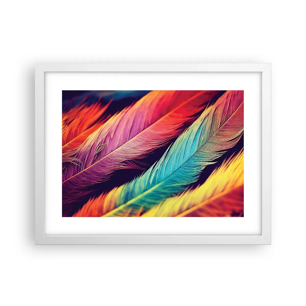 Poster in white frmae - Feathered Rainbow - 40x30 cm