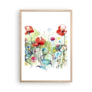 Poster in light oak frame - Meadow in May - 50x70 cm
