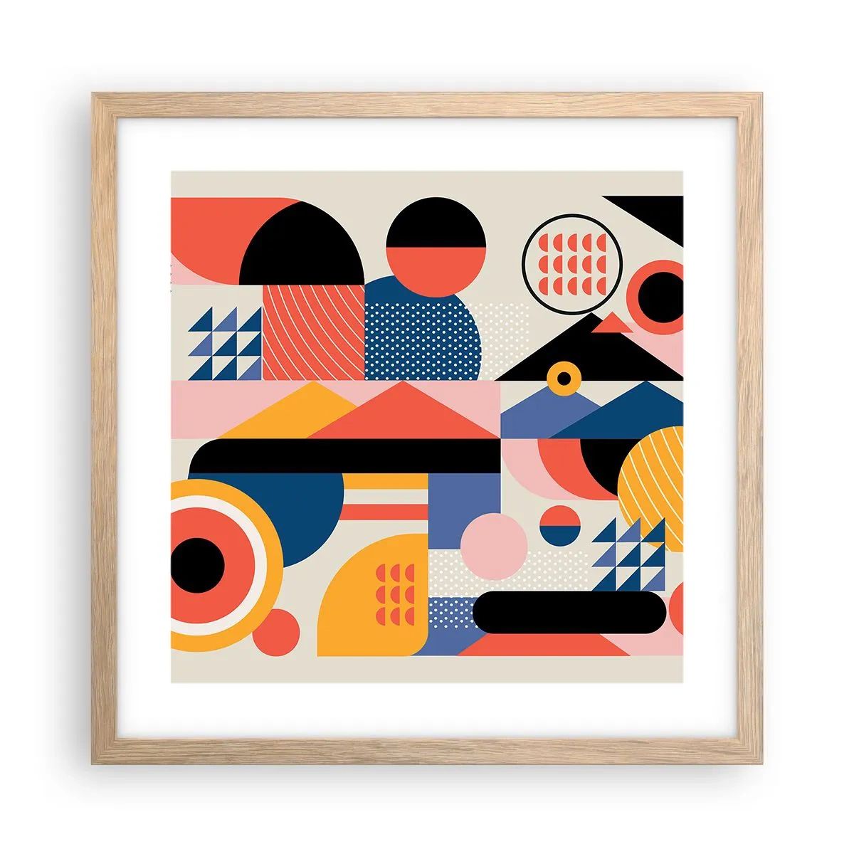 Poster in light oak frame - Composition: Have Fun - 40x40 cm