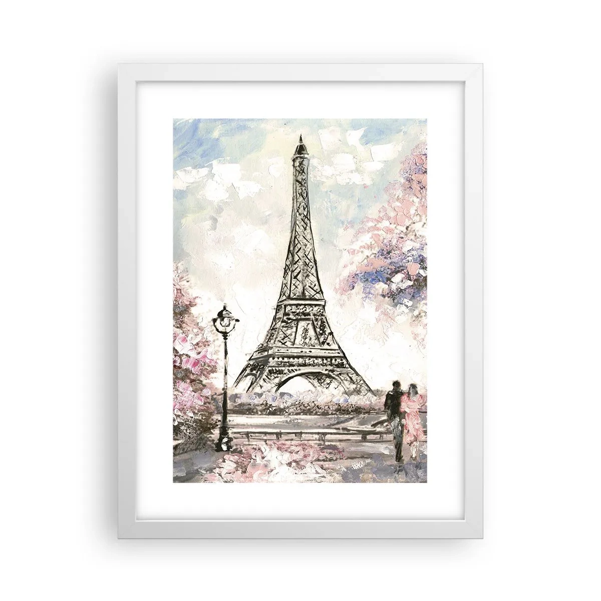 Poster in white frmae - April Walk in Paris - 30x40 cm
