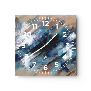 Wall clock - Clock on glass - On the Blue Slant - 40x40 cm