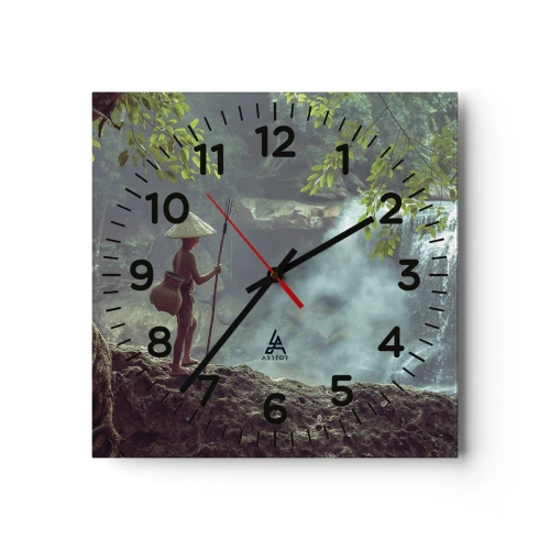 Wall clock - Clock on glass - Friends with Nature - 40x40 cm