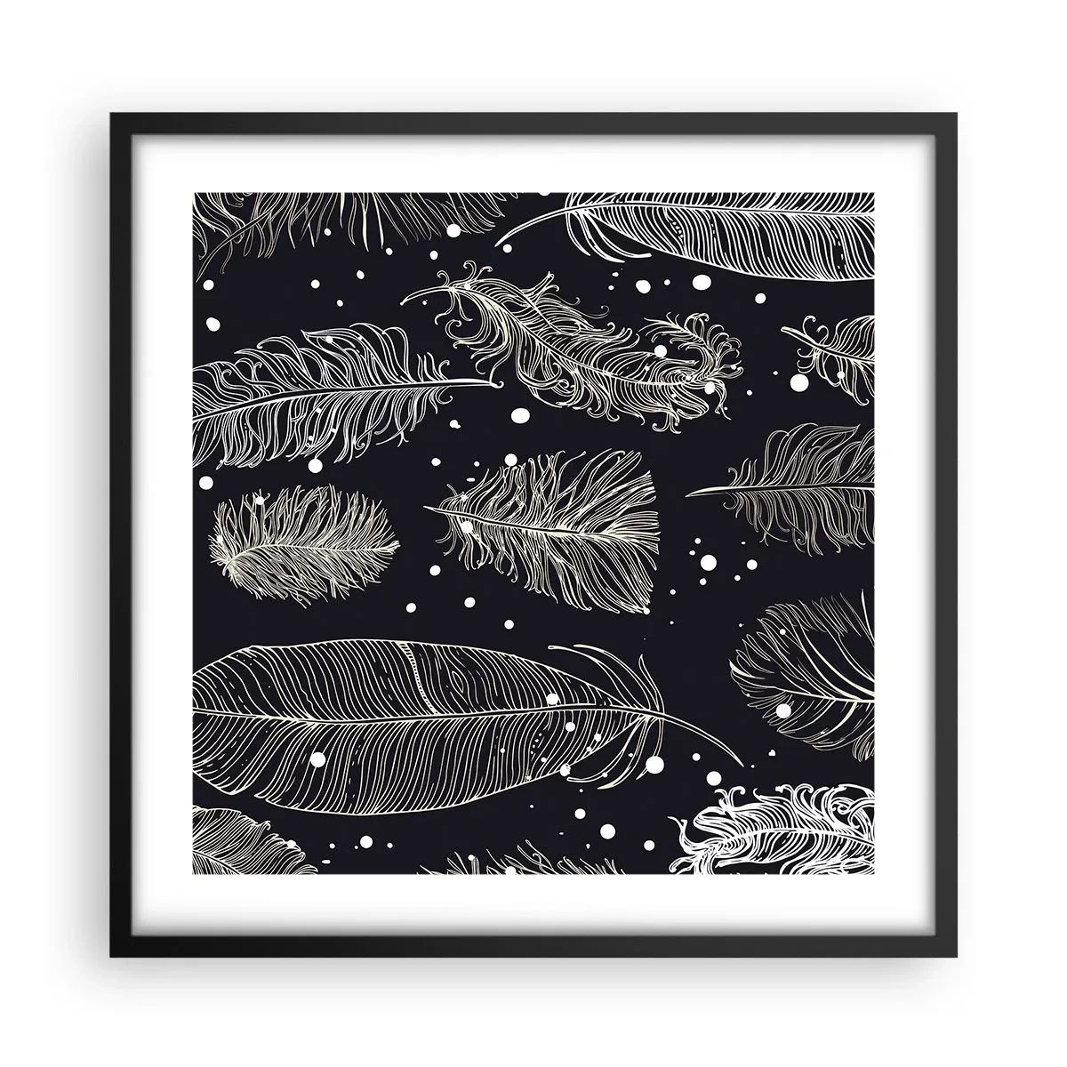 Poster in black frame - Feathery Lace - 50x50 cm