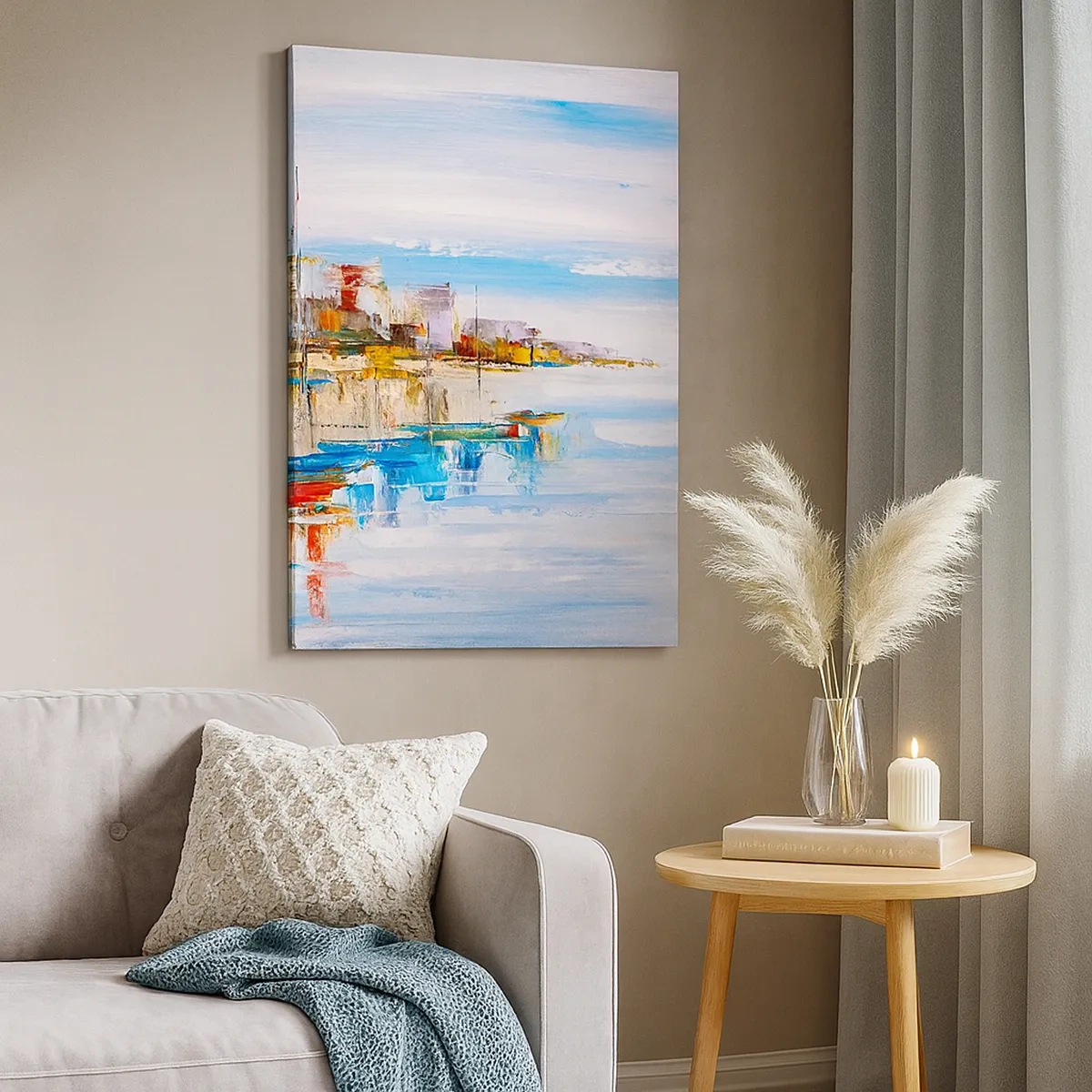 Canvas picture - Multicolour Town Marina - 50x70 cm