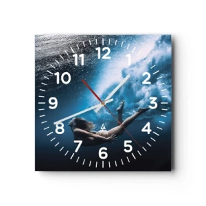 Wall clock - Clock on glass - Contemporary Syren - 40x40 cm