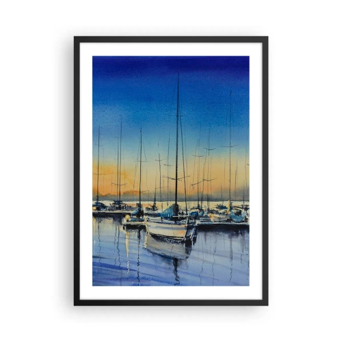 Poster in black frame - A painterly scene of sailboats in a harbor at sunset - 50x70cm - The End of a Good Day - Modern wall decoration for the living room and bedroom ARTTOR
