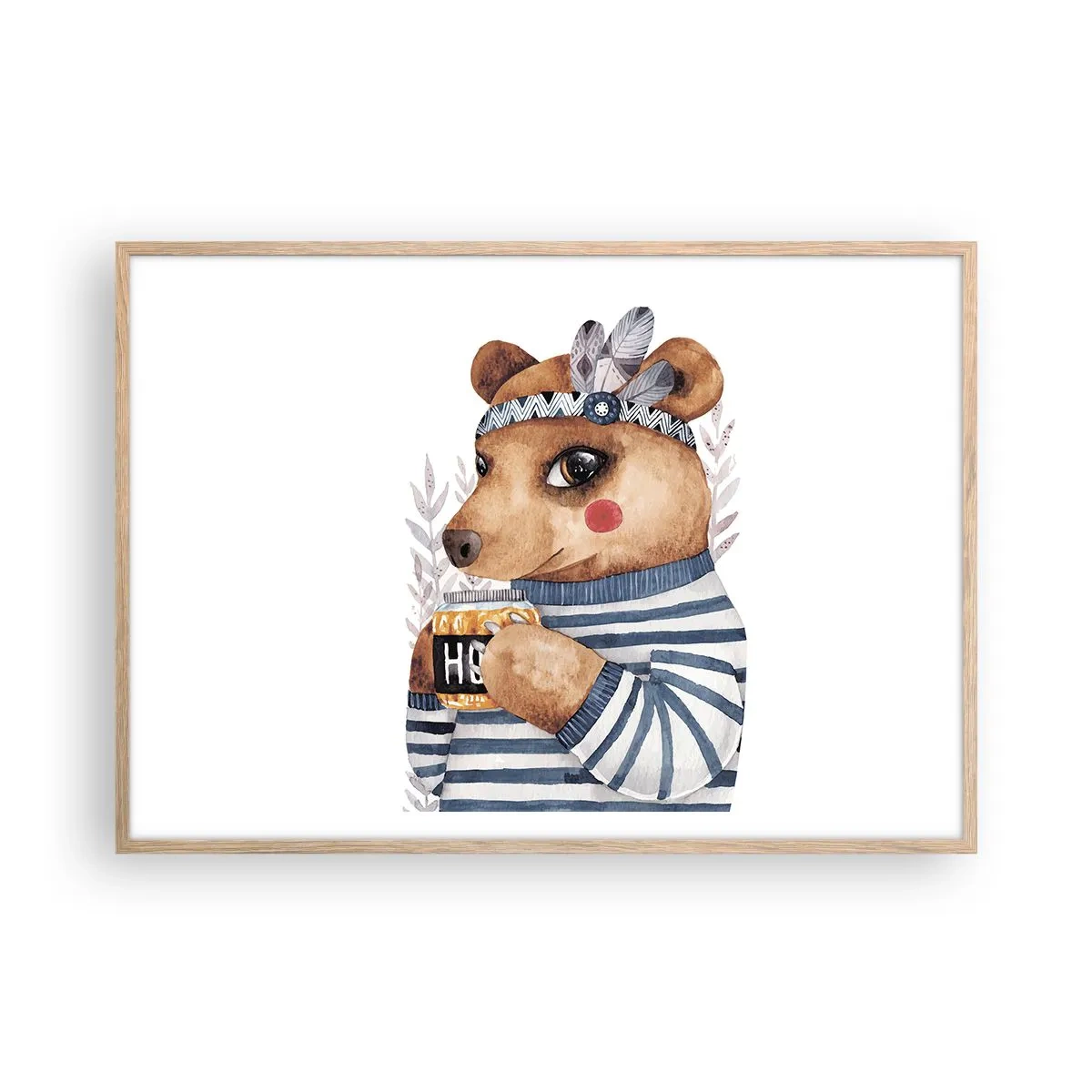 Poster in light oak frame - Sweet Lady Bear - 100x70 cm